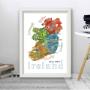 Map Of Ireland | Blue | White | Personalised | Ireland | Illustration |