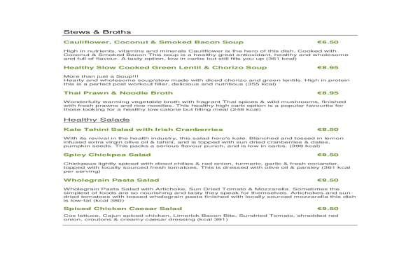 Nourish Kitchen Menu