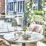 Oyster starter and Charles Heidsieck champagne on the terrace with a view of The Westbury