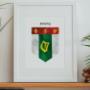 Explore our full collection of Irish family crests and family crests from further afield. Prints are made to order or ready-made and available for immediate dispatch. Each family coat of arms is a unique, personalised print and makes for charming wall art celebrating your family's surname.