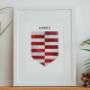 Explore our full collection of Irish family crests and family crests from further afield. Prints are made to order or ready-made and available for immediate dispatch. Each family coat of arms is a unique, personalised print and makes for charming wall art celebrating your family's surname.