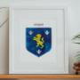 Explore our full collection of Irish family crests and family crests from further afield. Prints are made to order or ready-made and available for immediate dispatch. Each family coat of arms is a unique, personalised print and makes for charming wall art celebrating your family's surname.
