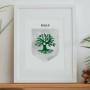 Explore our full collection of Irish family crests and family crests from further afield. Prints are made to order or ready-made and available for immediate dispatch. Each family coat of arms is a unique, personalised print and makes for charming wall art celebrating your family's surname.