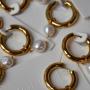 Pearl Hoop Gold Earrings