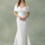 Justin Alexander Stretch Mikado Dress with Cuffed Off the Shoulder Neckline