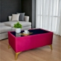 Velvet Coffee Table with Glass Top