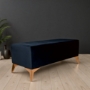 Handmade Velvet Leather Bench with Gold Metal Legs Upholstery