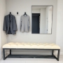long metal framed benches