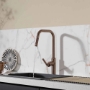 Brushed bronze Pull Out Kitchen Sink Mixer tap with designer handle